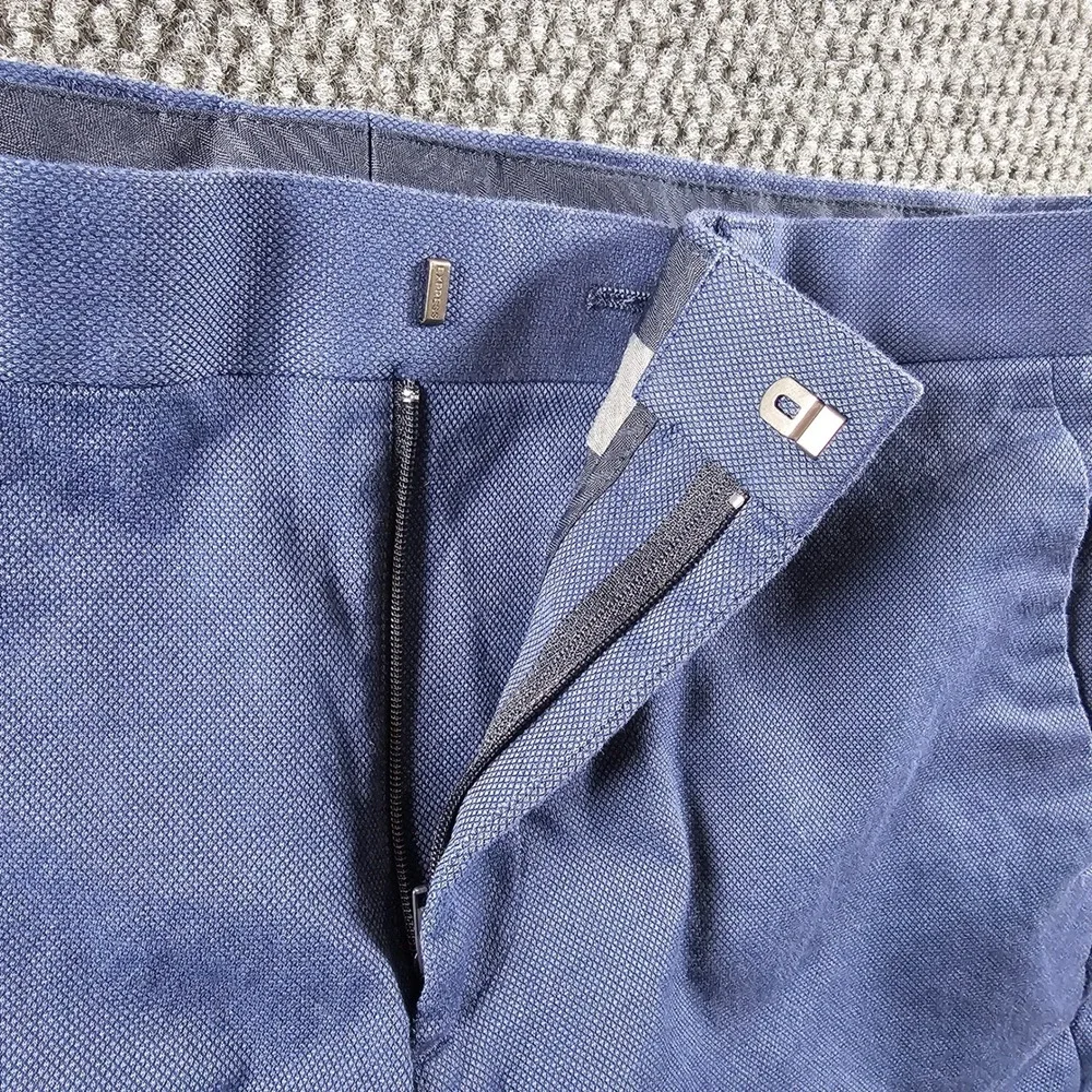 Express Mens Slim Stretch Chino‎ Pants Blue Textured 31x32 Cotton Blend Trousers